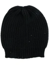 BRUNELLO CUCINELLI SEQUINED RIB KNIT BEANIE