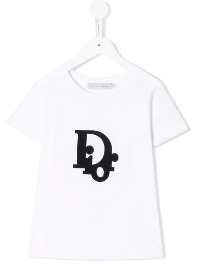 Baby Dior Kids' Logo Print T-shirt In White