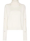 Christopher Kane Slash-sleeve Roll-neck Jumper In White