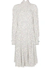 Christopher Kane White Gathered Polka Dot Midi Dress In White