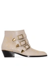 Chloé Neutrals Beige Susanna 30 Studded Leather Ankle Boots In Neutrals