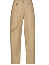 CHLOÉ CROPPED LINEN AND COTTON-BLEND TROUSERS