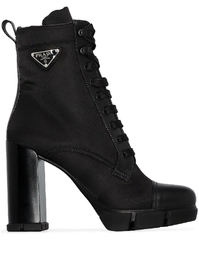 Prada Logo-embellished 110mm Ankle Boots In Schwarz