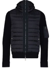 Moncler Wool Blend Tricot Down Jacket In Blue