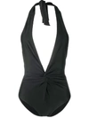 GANNI GATHERED-DETAIL ONE-PIECE SWIMSUIT
