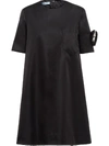Prada Sleeve Pouch Re-nylon Mini Dress In Black