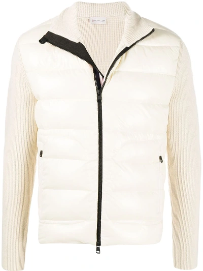 Moncler High-neck Padded Cardigan In Neutrals