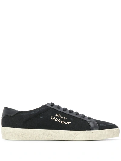 SAINT LAURENT LOGO-PRINT LOW-TOP SNEAKERS