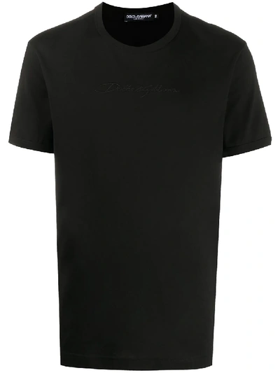 Dolce & Gabbana Embroidered Signature T-shirt In Black