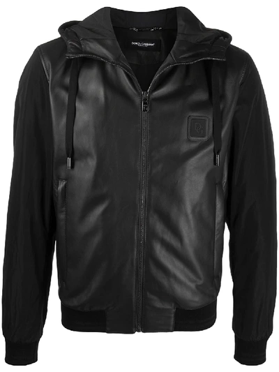 Dolce & Gabbana Leather Panel Jacket In Black