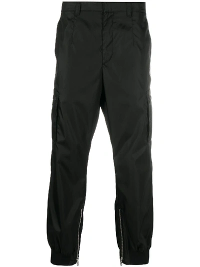 Prada Tapered-fit Cargo Trousers In Schwarz