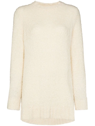 The Elder Statesman Cashmere-blend Teddy Racing Sweater In White