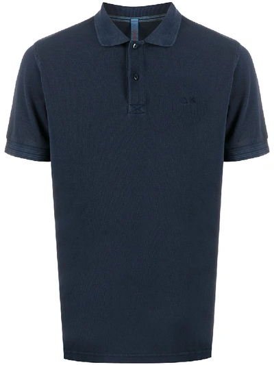 Sun 68 Embroidered Logo Polo Shirt In Blue