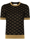 Gucci Metallic Intarsia Wool-blend Sweater In Black
