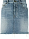 SAINT LAURENT DISTRESSED DENIM SKIRT