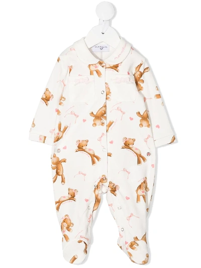 Monnalisa Babies' Teddy Bear Print Pyjamas In Neutrals