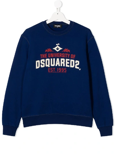 Dsquared2 Kids' University Logo Sweatshirt In Blue
