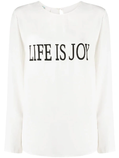 Alberta Ferretti Long-sleeve Slogan Print T-shirt In White