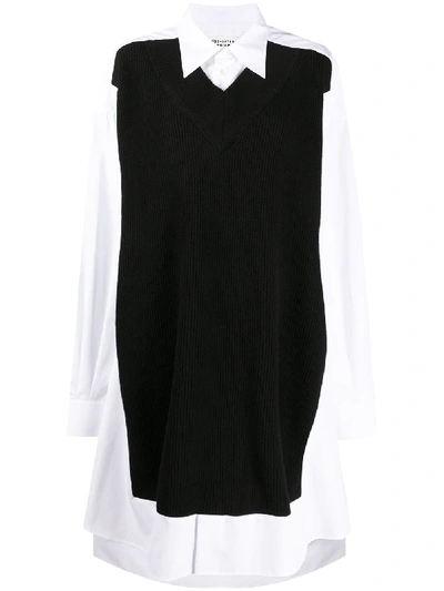 Maison Margiela Jumper-effect Shirt Dress In Black