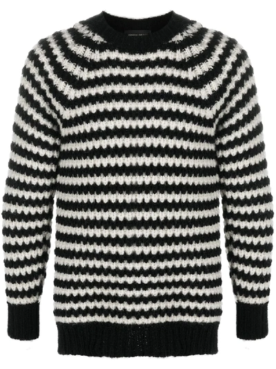Roberto Collina Striped Jumper In Knitted Alpaca Blend In Black