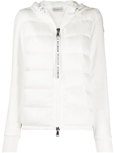 Moncler Techno Down & Cotton Blend Knit Jacket In White