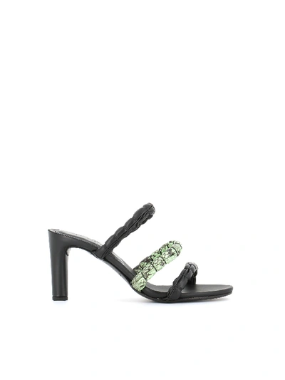 Del Carlo Multi-strap Snakeskin Print Sandals In Black