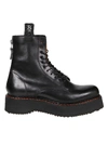 R13 Platform Leather Ankle Boots In Black