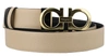 Ferragamo Gancini Reversible Leather Belt In Beige