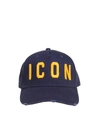 Dsquared2 Embroidered Baseball Hat In Blue Fabric In Navy