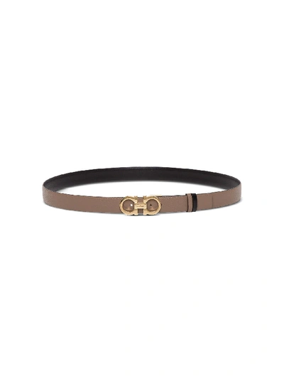 Ferragamo Ganicni Double Face Low Belt In Brown