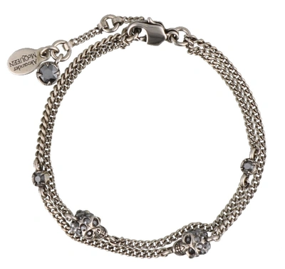 Alexander Mcqueen Multi Chain Skull Bracelet In Silver