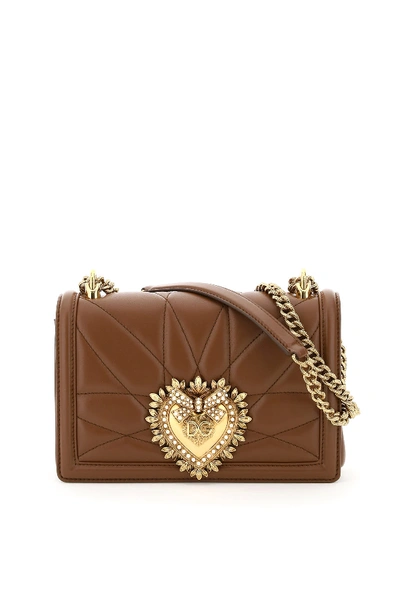 Dolce & Gabbana Devotion Medium Crossbody Bag In Brown