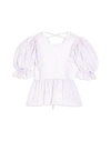 TOPSHOP TOPSHOP LILAC GINGHAM PUFF SLEEVE BLOUSE WOMAN TOP LILAC SIZE 10 POLYESTER,38937959TC 7