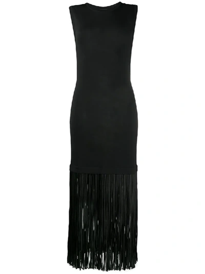 Boutique Moschino Sleeveless Fringed Dress In Black