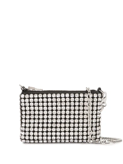 Alexander Wang Heiress Nano Crystal Mesh Pouch In Silver