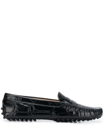 Tod's Gommino Black Leather Loafers