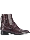 ALEXA CHUNG SNAKE-EFFECT ANKLE BOOTS