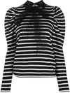 RED VALENTINO PUSSY-BOW DETAIL STRIPED TOP