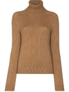 Saint Laurent Turtleneck Wool Sweater In Brown