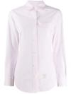 Thom Browne Embroidered Round Collar Button Down Shirt In Pink