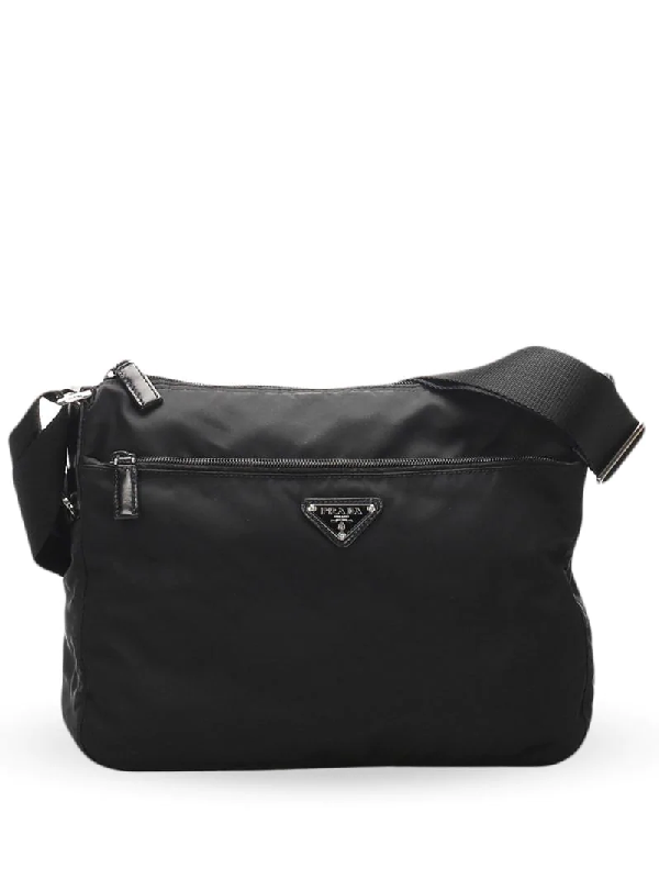 Pre-Owned Prada Logo Plaque Crossbody Bag In Black | ModeSens