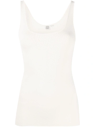 Totême Ribbed Knit Waistcoat Top In 160 Ivory