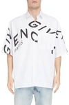 GIVENCHY REFRACTED SHORT SLEEVE BUTTON-UP SHIRT,BM60L3109F