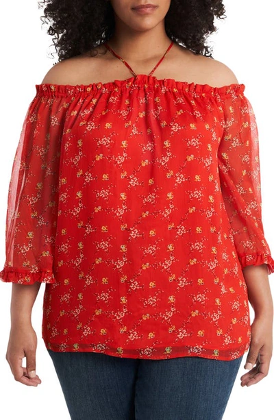 Vince Camuto Bouquet Refresh Off-the-shoulder Top In Bright Ladybug