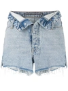 ALEXANDER WANG T TURN DOWN WAIST DENIM SHORTS