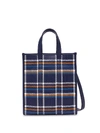 BURBERRY WOVEN LEATHER CHECK TOTE BAG