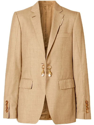 Burberry Link-detail Single-breasted Blazer In Nude