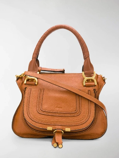Chloé Marcie Small Double-carry Satchel Bag In Tan