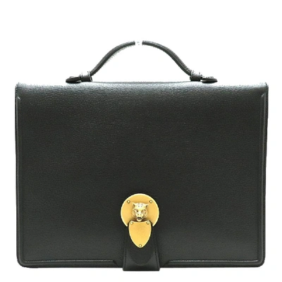 Pre-owned Gucci Black Leather Business Briefcase Bag