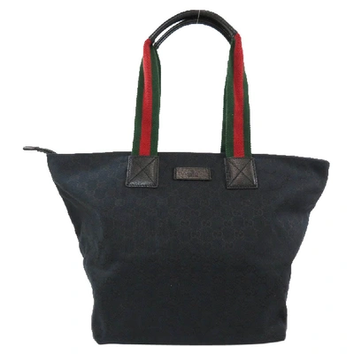 Pre-owned Gucci Black Gg Canvas Large Tote Bag